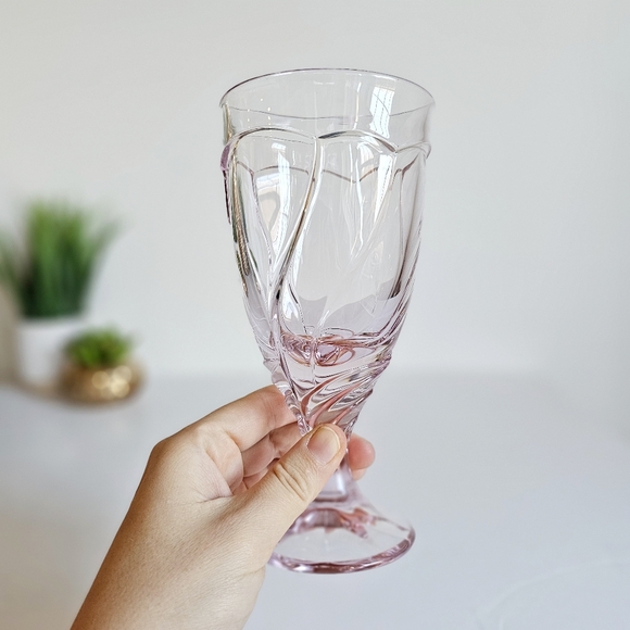 Vintage Noritake 1985 Sweet Swirl Clear Pink Water Goblet Iced Tea Glass - Picture 6 of 7